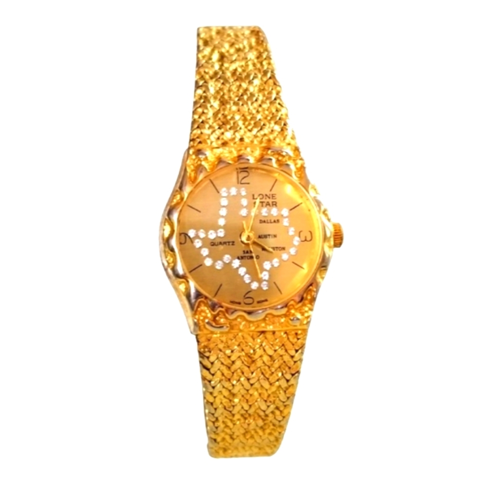 Lone Star Diamond Gold Steel Nugget Ladys Watch